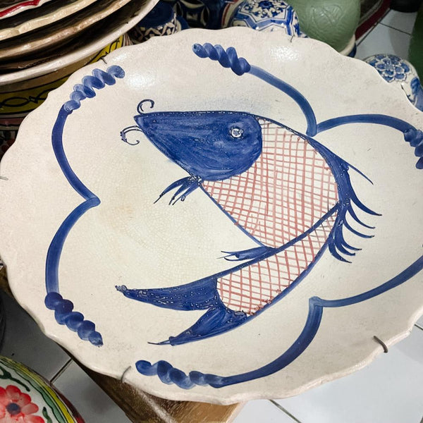 Blue & White Ceramic Fish Plate