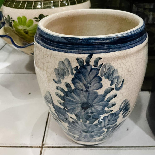 Blue & White Ceramic Oval Planter