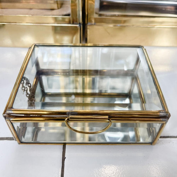 Glass & Brass Box w Lid 