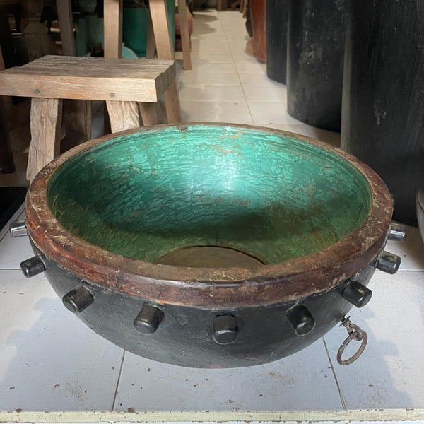 Antique Teak Drum / Bowl 