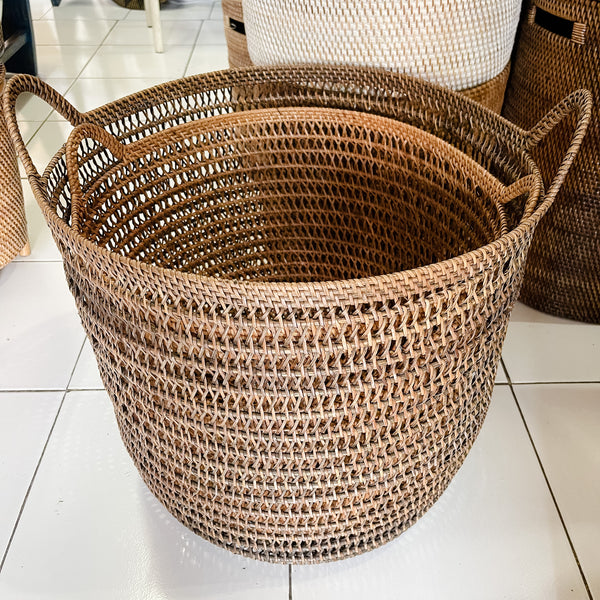 Rattan Open Weave Basket NATURAL