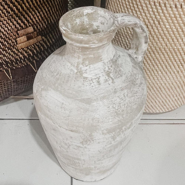 Ceramic Lombok Jug w Handle WHITE