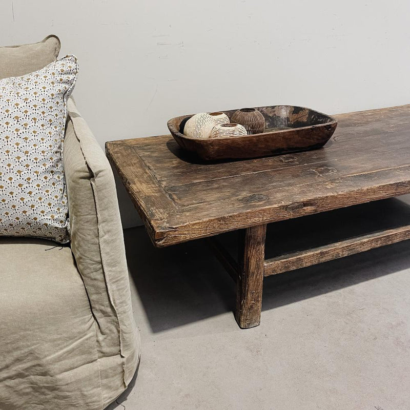 Restored Antique Coffee Table NATURAL DARK BROWN