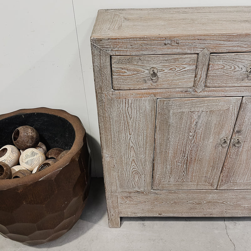 Antique Cabinet w. Drawers & Doors NATURAL