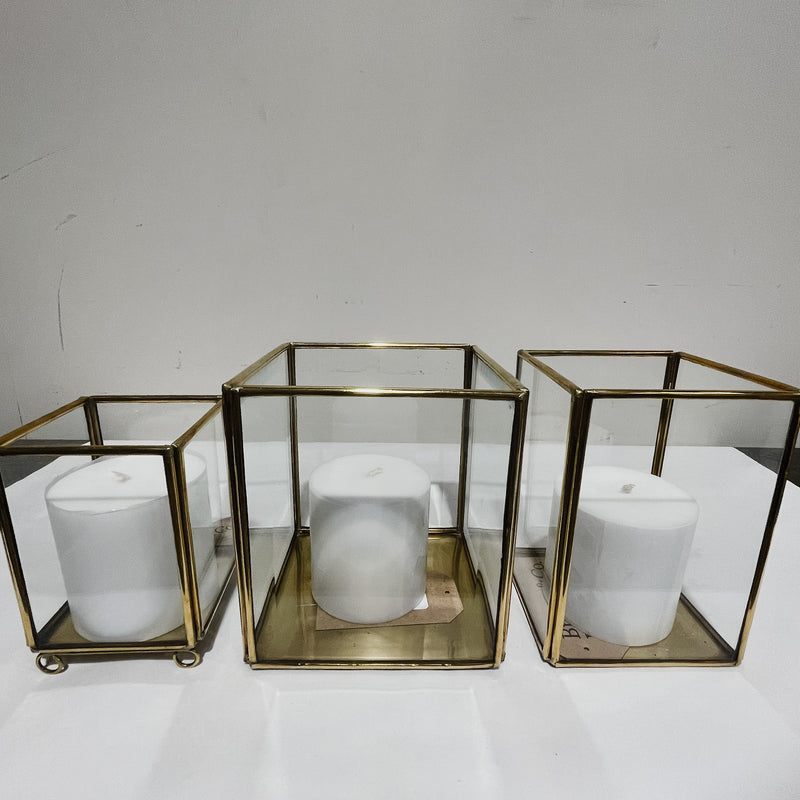 Glass & Brass Candle Holder