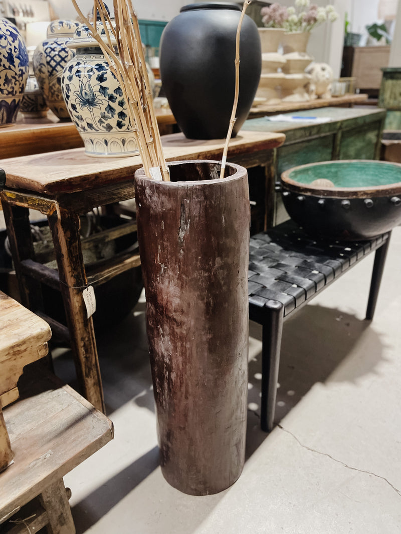 Large Teak Umbrella Pot