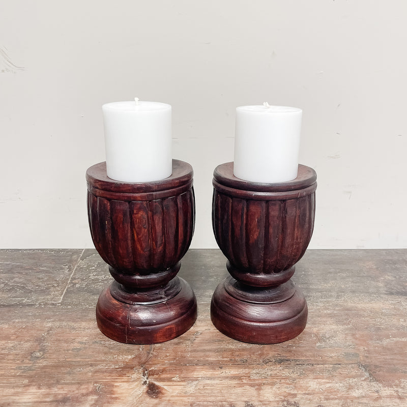 Wooden Candlestick - LOW BOLA TALL