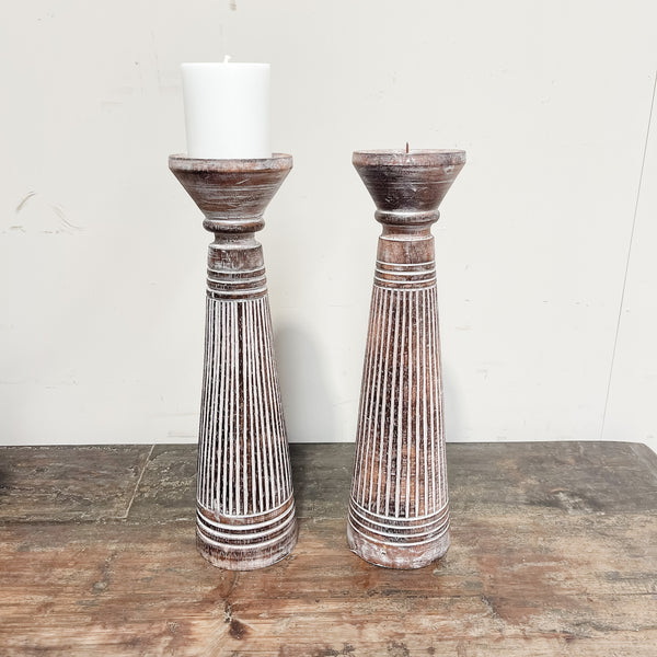 Wooden Candlestick - STRIPE