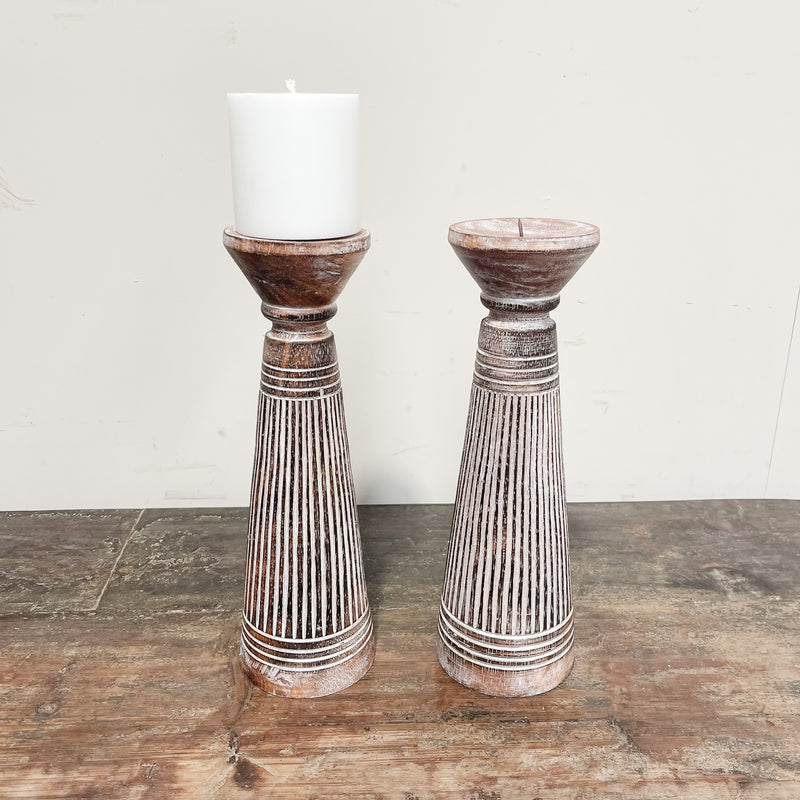 Wooden Candlestick - STRIPE