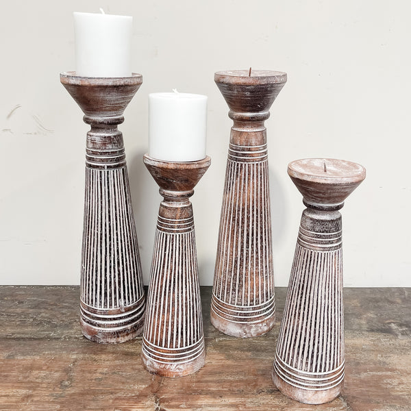 Wooden Candlestick - STRIPE