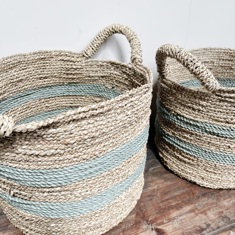 Seagrass Basket - NATURAL & GREY STRIPE