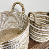 Seagrass Basket - NATURAL & WHITE STRIPE