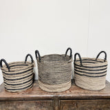 Seagrass Basket - NATURAL & BLACK STRIPE