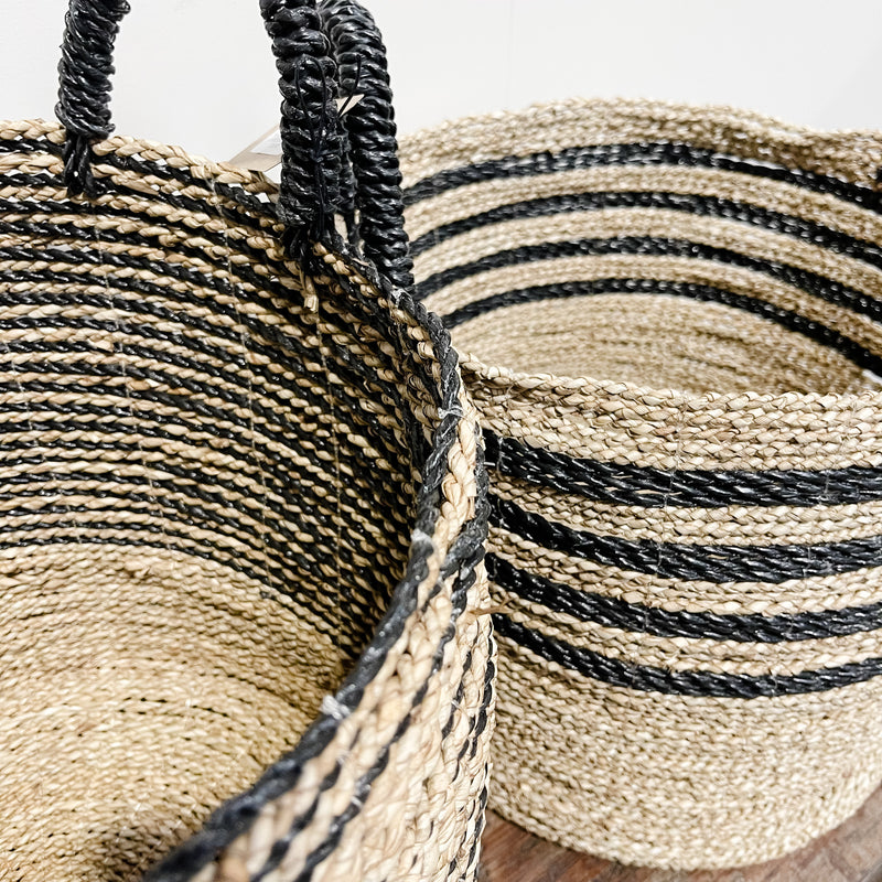 Seagrass Basket - NATURAL & BLACK STRIPE